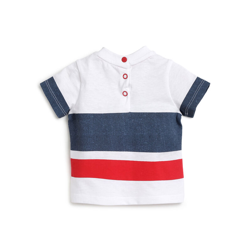 Boys White and Blue Printed Outfit with Short Pants image number 1